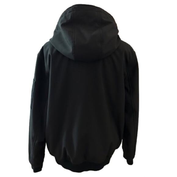 EUC Tommy Hilfiger Black/Green Soft-Shell Hooded Bomber Jacket with Bib. Size M. - Picture 7 of 10